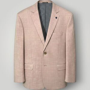 OAK HILL Men's Navy Blazer Sport Coat Two Button Suit Jacket 4XL 58R/60R Pink